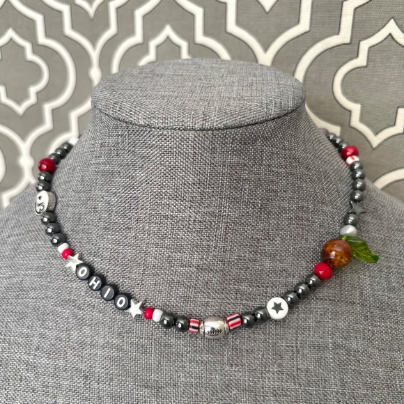 Ohio State Buckeye Charm Football Necklace - Picture 3 of 5